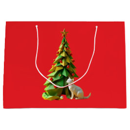 Paper Christmas Cat Große Geschenktüte