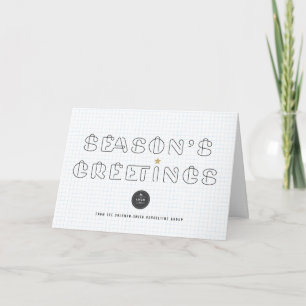 Paper Clips Season's Greetings Blue Grids Business Feiertagskarte