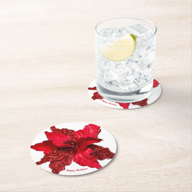 Paper Coaster Happy Holidays Runder Pappuntersetzer (Vor Ort)