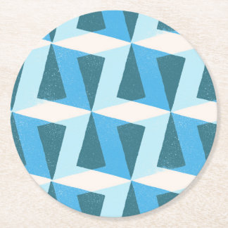 Paper Coaster in square geometric bright blue Runder Pappuntersetzer