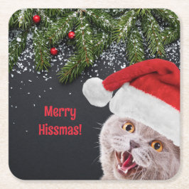 Paper Coaster, Merry Hissmas Rechteckiger Pappuntersetzer