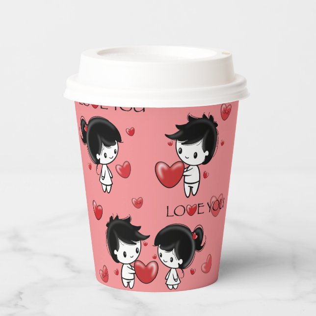 Paper cup for Valentine's Day Pappbecher (Vorderseite)