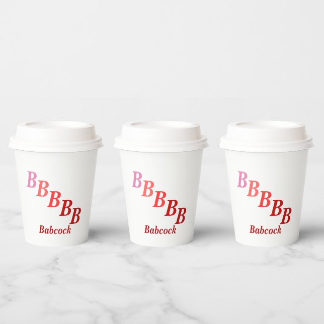 Paper Cup - Schattige Initialen, Name in Reds Pappbecher (Multi)