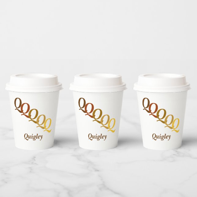 Paper Cup - Stepped Initials, Name in Browns Pappbecher (Multi)
