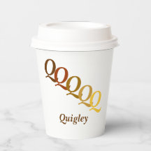 Paper Cup - Stepped Initials, Name in Browns
