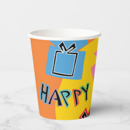 Paper Cups "Hanukkah Happy Bright Art" 8 oz. Pappbecher