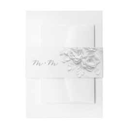Paper Cute White 3D Roses Wedding Einladungsbanderole