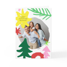 Paper Cutouts Moderne Abstrakte Weihnachtsfotokart