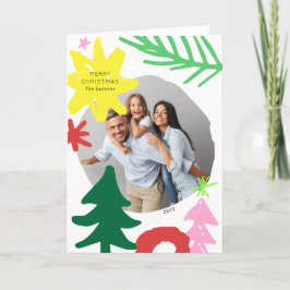 Paper Cutouts Moderne Abstrakte Weihnachtsfotokart Feiertagskarte