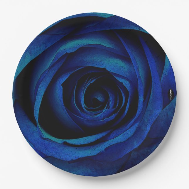 Paper Dinner Plate HAMbyWG Blue Rose Pappteller (Vorderseite)
