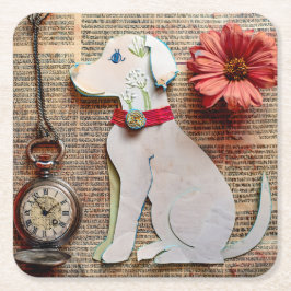 Paper Dog Coaster Rechteckiger Pappuntersetzer