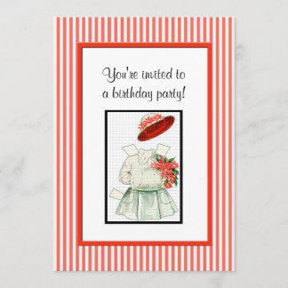 Paper Doll Birthday Party Einladung