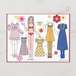 Paper Doll Postcard MOD DOLLIES "Lindsay"  Postkarte