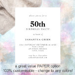 PAPER Einfaches Textsymbol, Farbe 50. Geburtstag E Flyer<br><div class="desc">PAPIERE Einfache Text beliebige Farbe 50. Geburtstag Einladung. Eine vollständig anpassbare,  preisgünstige PAPER,  keine Karte,  kleinere 4, 5 x 5, 6 Zoll Alternative ohne Umschläge (A6 ist die nahe Größe,  um zu passen).</div>