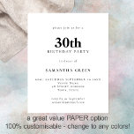 PAPER Einfaches Textsymbol jeder Farbe 30. Geburts Flyer<br><div class="desc">PAPIERE Einfache Text irgendeine Farbe 30. Geburtstag Einladung. Eine vollständig anpassbare,  preisgünstige PAPER,  keine Karte,  kleinere 4, 5 x 5, 6 Zoll Alternative ohne Umschläge (A6 ist die nahe Größe,  um zu passen).</div>