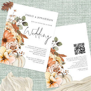 PAPER Floral Pumpkin Script QR Einladung Hochzeit Flyer