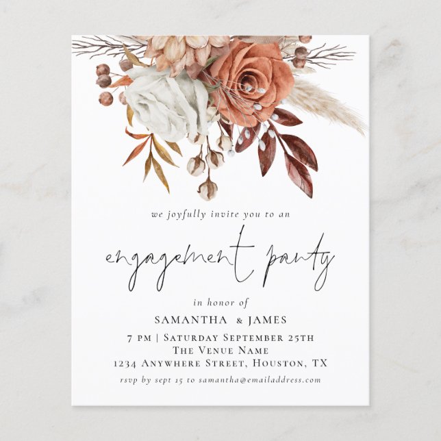 PAPER Florals Terracotta Engagement Party einladen Flyer (Vorne)