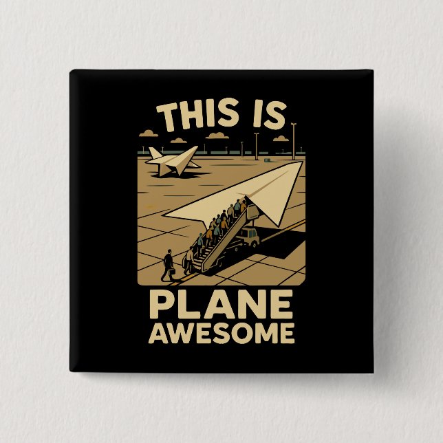 Paper Flugzeug Boarding Spaß Paper Airlines Button (Vorderseite)