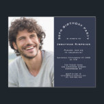 PAPER Foto Navy 30. Geburtstag Party Einladung Flyer<br><div class="desc">PAPER Männliche 30. Geburtstag Party Foto Navy Blue Einladung Ein gutes Preis-Leistungs-Verhältnis PAPER (nicht Karte) Alternative OHNE ENVELOPES bei KLEINER Größe 4, 5" x 5, 6" und zu einem günstigen Preis. (Standard A6 Umschläge sind die nächstgelegene Größe) Einfache Personalisierung mit Ihrem Text und Foto und Ändern Sie Text und Hintergrundfarbe,...</div>