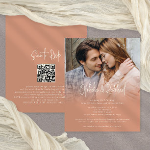 PAPER Foto QR Boho Terracotta Hochzeit Einladung Flyer