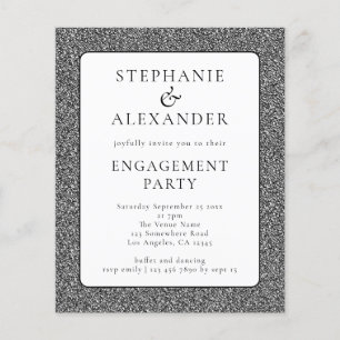 PAPER Glitzer Silver White Engagement Party Invii Flyer