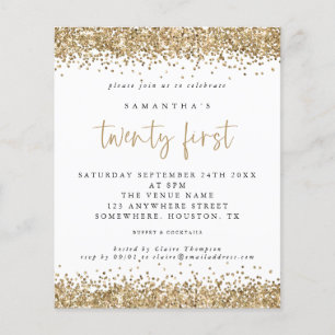 PAPER Gold Glitter Einladung zur Twenty-First-Part Flyer