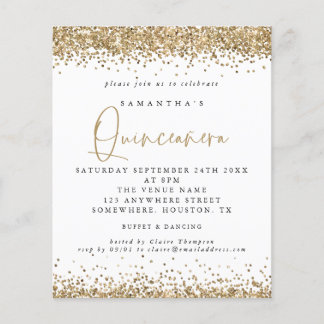 PAPER Gold Glitzer Quinceañera 15. Geburtstagspart Flyer