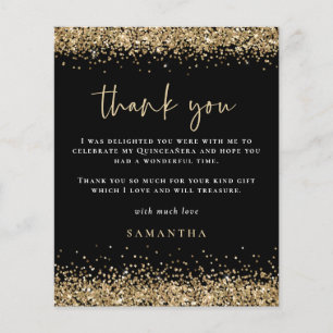 PAPER Gold Glitzer Quinceañera Party dank Black Flyer