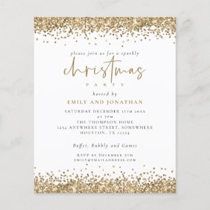 PAPER Gold Glitzer Script Weihnachts-Party Einladu Flyer