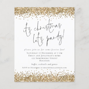 PAPER Gold Glitzer Zu Weihnachten Lasse Party einl Flyer