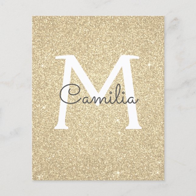 Paper Gold Glitzern Monogram Quinceanera (Vorderseite)