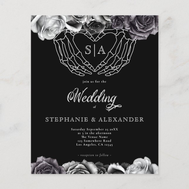 PAPER Gothic Monogram Rose Skeletthandschuhe (Vorderseite)