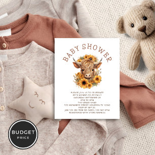 PAPER Hochland Kuh Sonnenblumen Baby Dusche Flyer