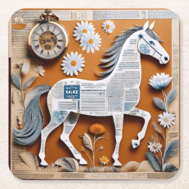 paper horse coaster rechteckiger pappuntersetzer