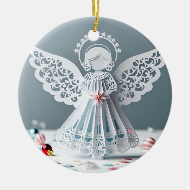 Paper Lace Angel Christmas Crafts Art Keramik Ornament (Vorne)