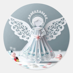 Paper Lace Angel Christmas Crafts Art Runder Aufkleber