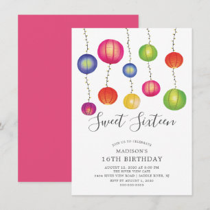 Paper Lantern 16 . Geburtstag zum Geburtstag Einladung