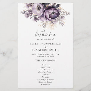 PAPER Lilac Lila Florals Hochzeitsprogramm