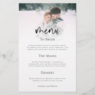 PAPER Minimalistisches Foto Skript Hochzeitmenü Flyer