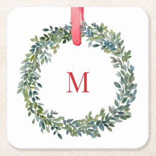 Paper Monogram Christmas Watercolor Untersetzer