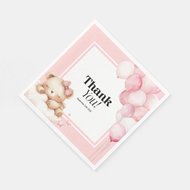 Paper Napkin Baby Dusche Pink Girl Serviette (Ecke)