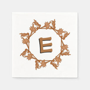 Paper Napkin - Blätter in Circle mit Initial Serviette