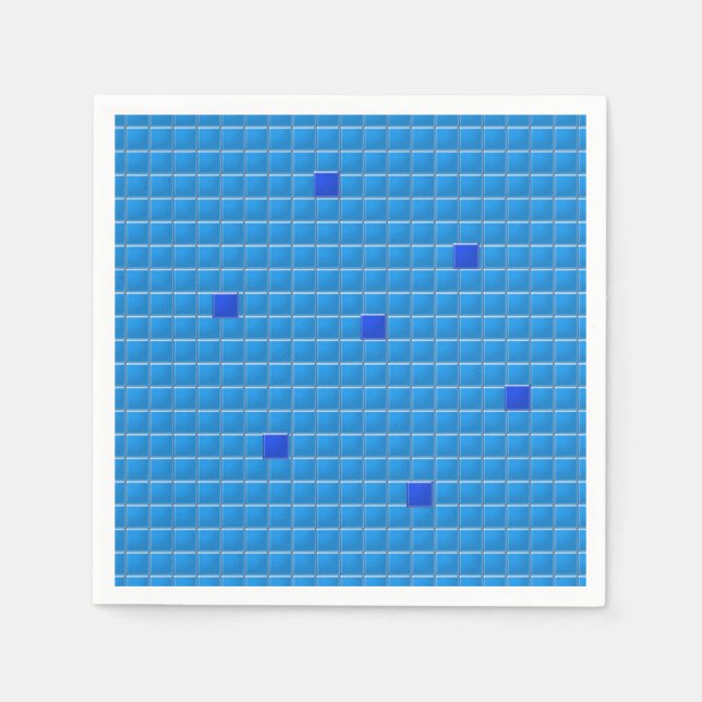 Paper Napkin - Blue Square Mosaik Serviette (Vorderseite)