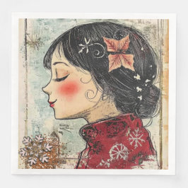 Paper Napkin Christmas Girl Art-Journal Var01 Serviette