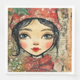 Paper Napkin Christmas Girl Art-Journal Var02 Serviette
