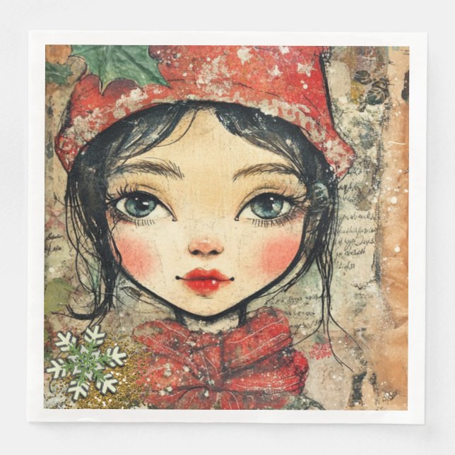 Paper Napkin Christmas Girl Art-Journal Var02 Serviette (Vorderseite)