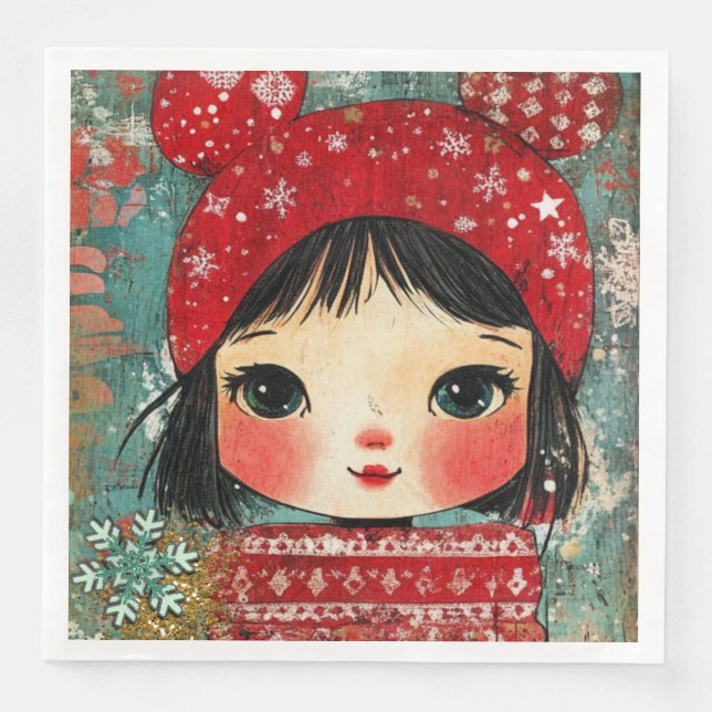 Paper Napkin Christmas Girl Art-Journal Var04 Serviette (Vorderseite)