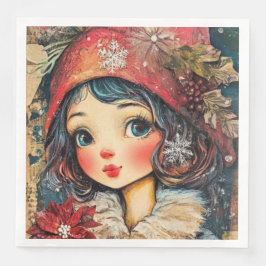 Paper Napkin Christmas Girl Art-Journal Var07 Serviette