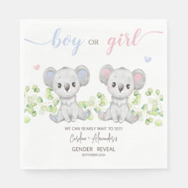 Paper Napkin für Koala Gender Reveal Party. Serviette