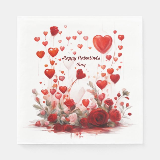 Paper Napkin Happy Valentine's Day Serviette (Vorderseite)